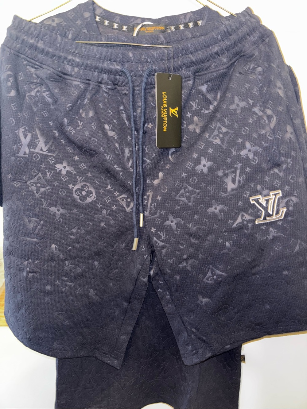 Louis Vuitton Navy Monogram Cotton Blend Athletic Shorts - Picture 7 of 8
